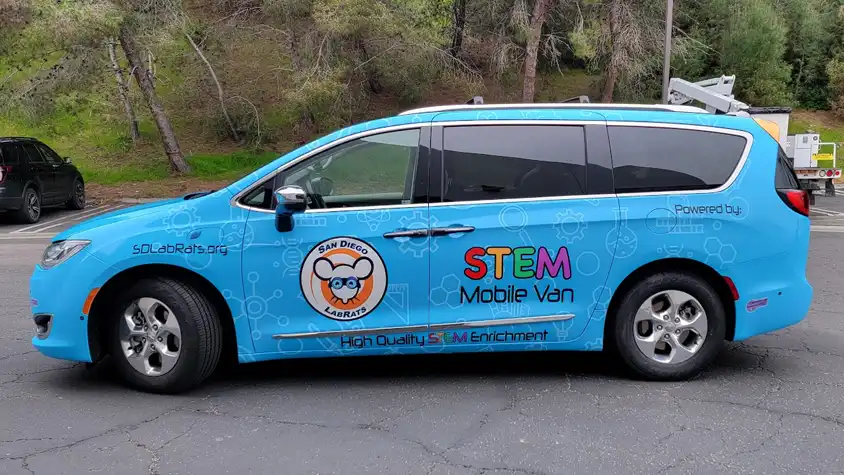 SD LabRats STEM Mobile Van Wrap - Designed & Installed by Innovative Sign Systems Full vehicle wrap for SD LabRats STEM Mobile Van, designed & Installed by Innovative Sign Systems