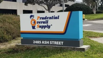 Prudential Overall Supply Monument – Vista, CA Monument sign for Prudential Overall Supply at 2485 Ash Street in Vista, CA, designed and installed by Innovative Sign Systems